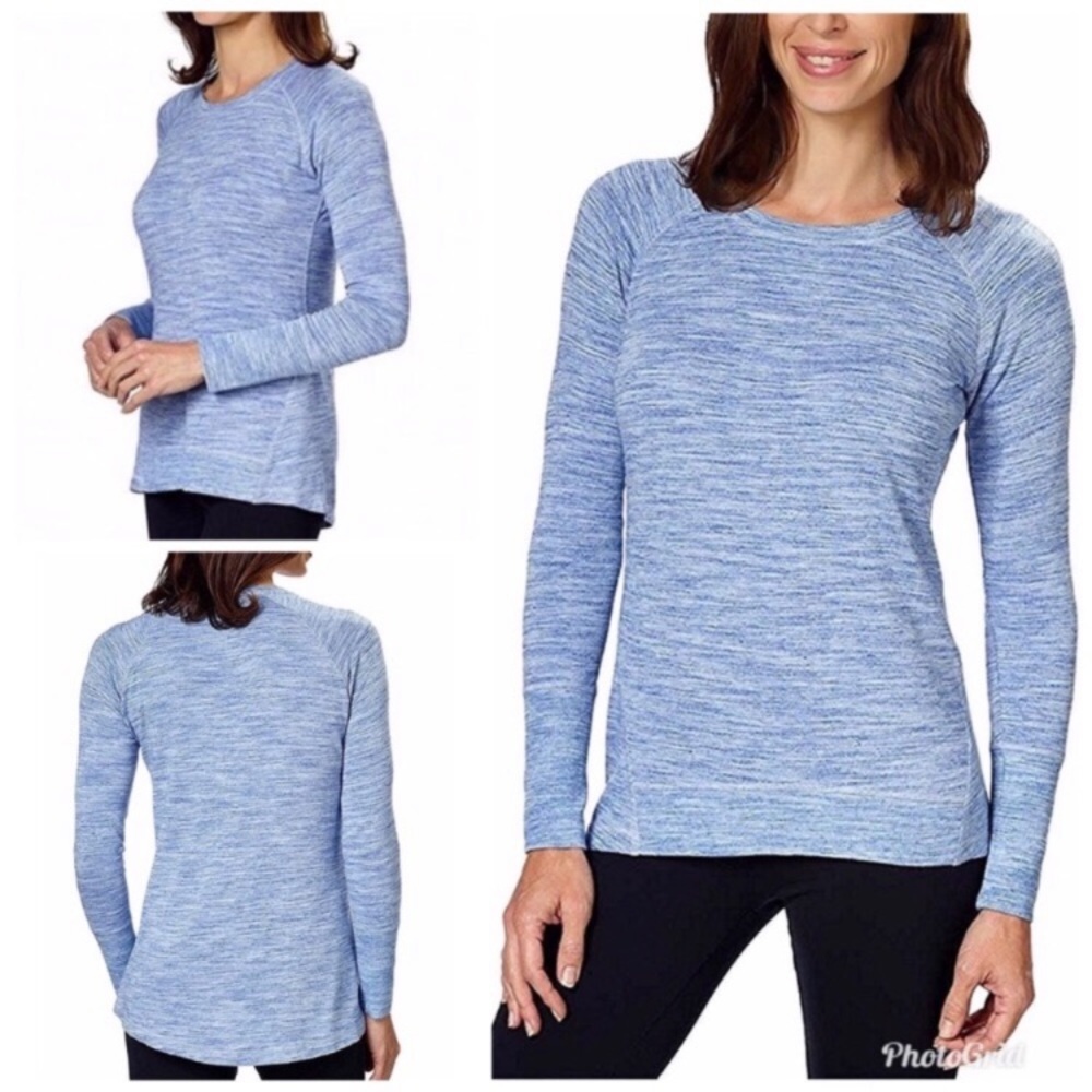 Champion Elite Tee Baby Blue Space Dye Long Sleeve Casual Top